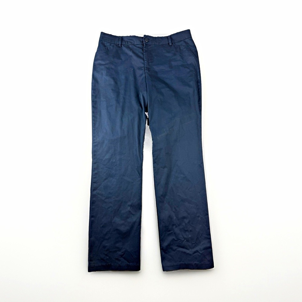 Lee navy work pants slacks, relaxed fit straight leg, stretch, women's 14 tall